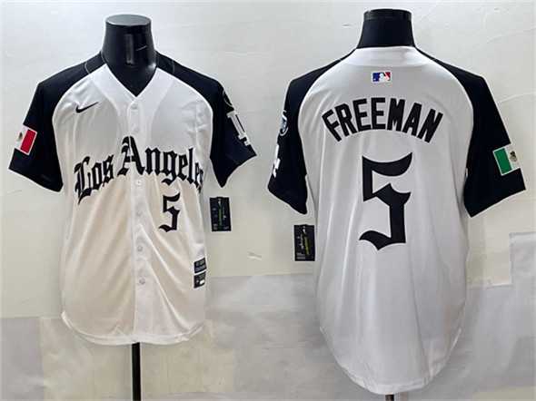 Men%27s Los Angeles Dodgers #5 Freddie Freeman White Black Mexico 2025 LA Gothic Style With Fernando Patch Vapor Premier Limited Stitched Jersey->houston astros->MLB Jersey